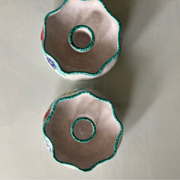 Italian Pottery Taper Candle Holders Set of 2 - Picture 4 of 8